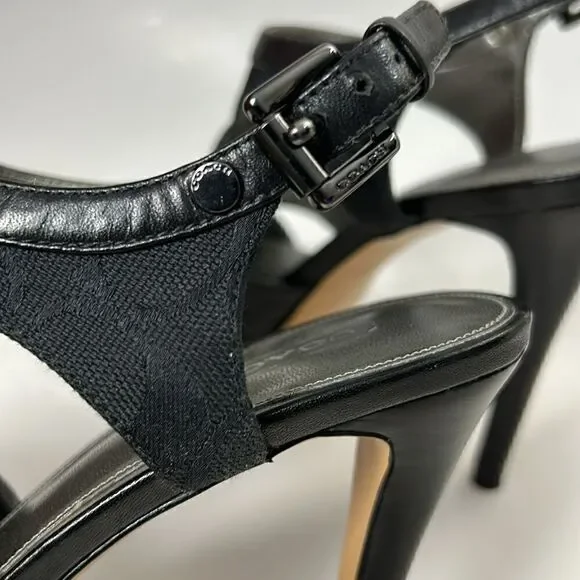 Coach Dita Semi Mat Calf Black Sandal - Size 7.5 black heels signature - Picture 8 of 10